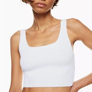 Aritzia Babaton Sculpt Knit Squareneck Cropped Tank (white 2XS)
